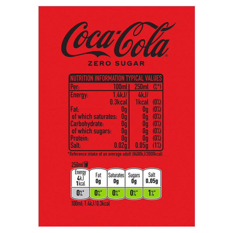 Coca Cola Zero Sugar cola 12 x 500ml - British product