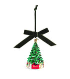 Glittery Resin Christmas Decoration with Velvet Ribbon 14cm x 6cm