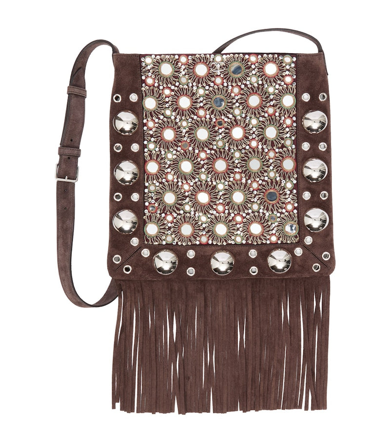 Valentino Garavani embellished suede Nellcôte shoulder bag, imported from the UK