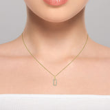 0.27ctw diamond paperclip pendant, 14ct yellow gold chain - British product