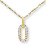 0.27ctw diamond paperclip pendant, 14ct yellow gold chain - British product