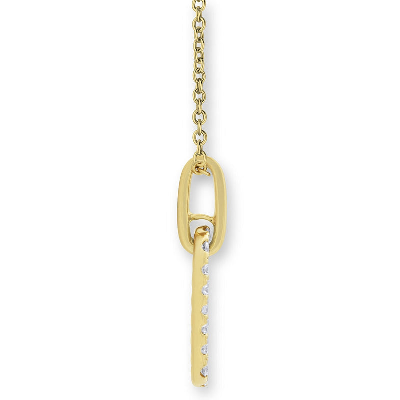 0.27ctw diamond paperclip pendant, 14ct yellow gold chain - British product