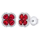 Costco UK Costco Oval & Princess Cut Ruby & 0.27ct Diamond Clover Stud Earrings, 14ct White Gold- Buy online at McGrocer