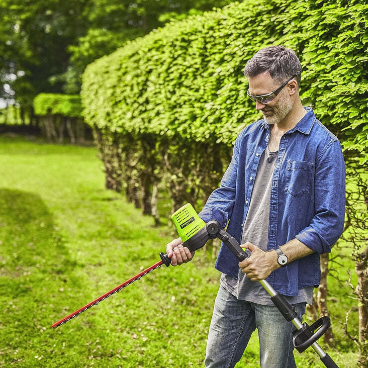 Greenworks cordless long reach hedge trimmer 51cm blade (British brand)