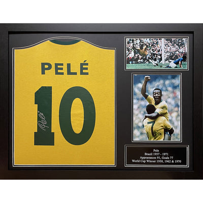 Costco UK Allstarsignings Pelé Signed Framed Brazil 1970 Football Shirt Football Memorabilia 85x65cm- Buy online at McGrocer
