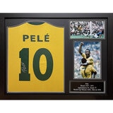 Allstarsignings Pelé signed Brazil 1970 football shirt framed 85x65cm, imported from the UK