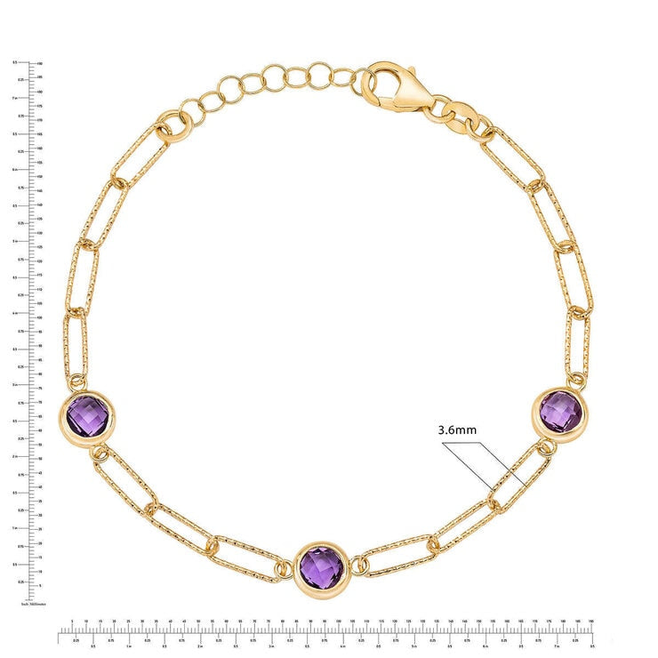 Costco amethyst paperclip bracelet 14ct yellow gold (British brand)