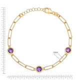 Costco amethyst paperclip bracelet 14ct yellow gold (British brand)