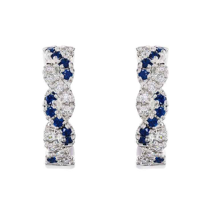 Costco sapphire diamond hoop earrings 14ct white gold, imported from the UK