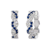 Costco UK Costco Round Cut Blue Sapphire & 0.18ctw Diamond Hoop Earrings, 14ct White Gold- Buy online at McGrocer