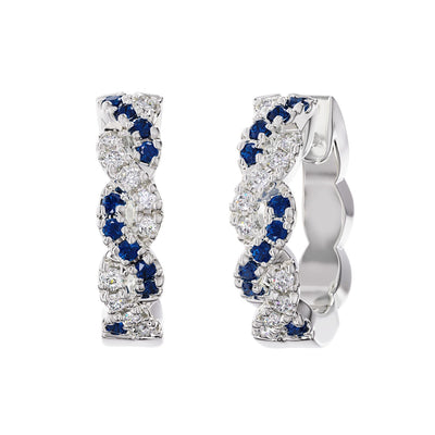 Costco UK Costco Round Cut Blue Sapphire & 0.18ctw Diamond Hoop Earrings, 14ct White Gold- Buy online at McGrocer