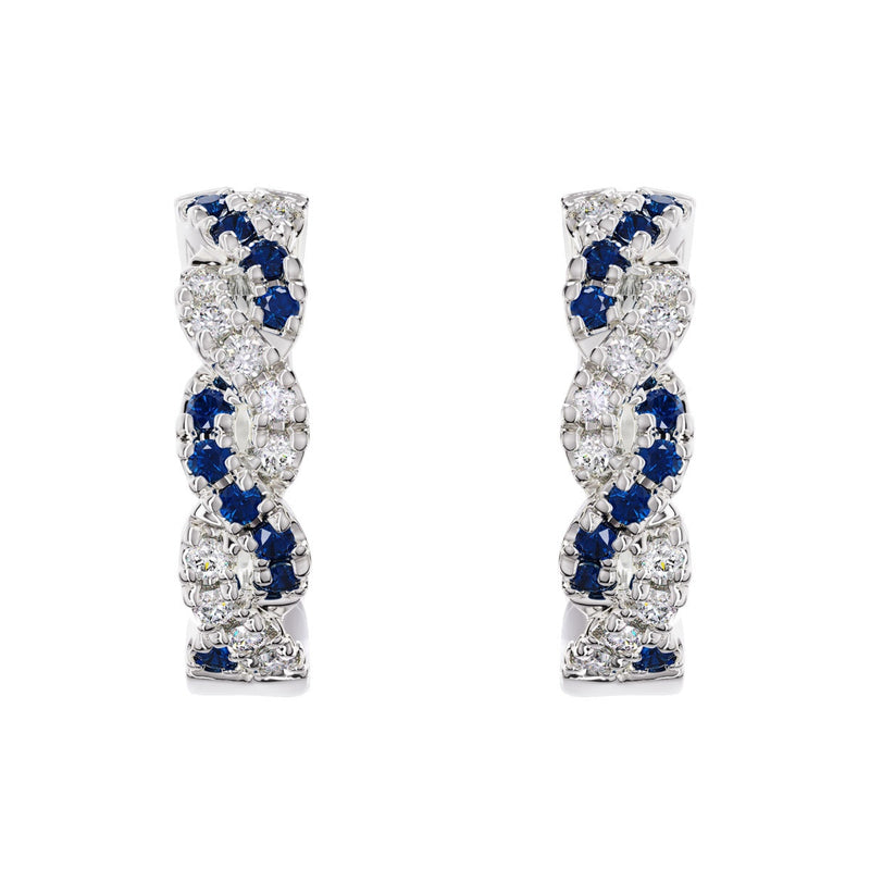 Costco sapphire diamond hoop earrings 14ct white gold, imported from the UK