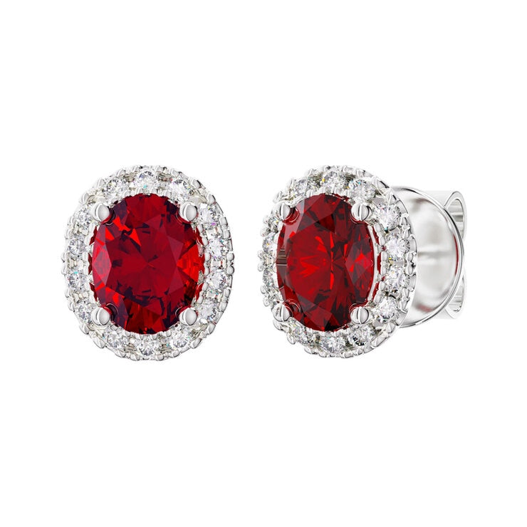 Costco ruby diamond earrings oval cut 14ct white gold, imported from the UK