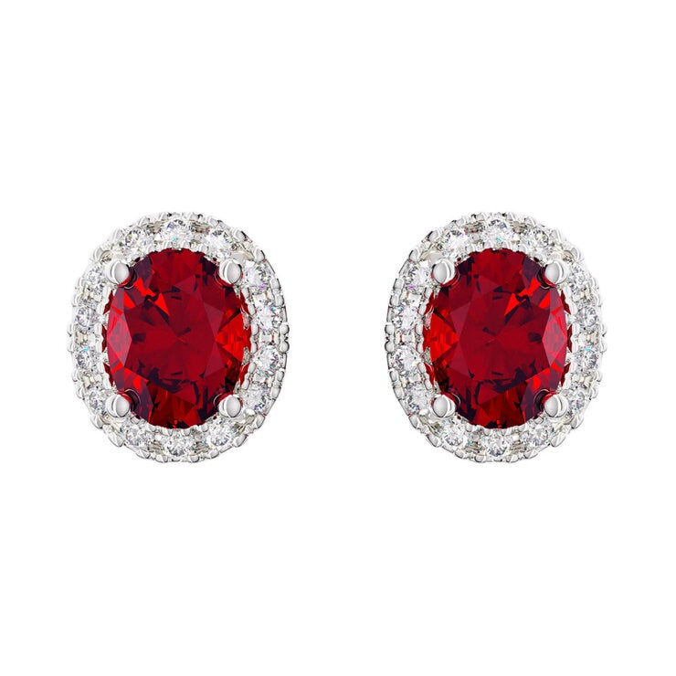 Costco ruby diamond earrings oval cut 14ct white gold, imported from the UK