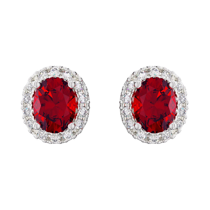 Costco ruby diamond earrings oval cut 14ct white gold, imported from the UK