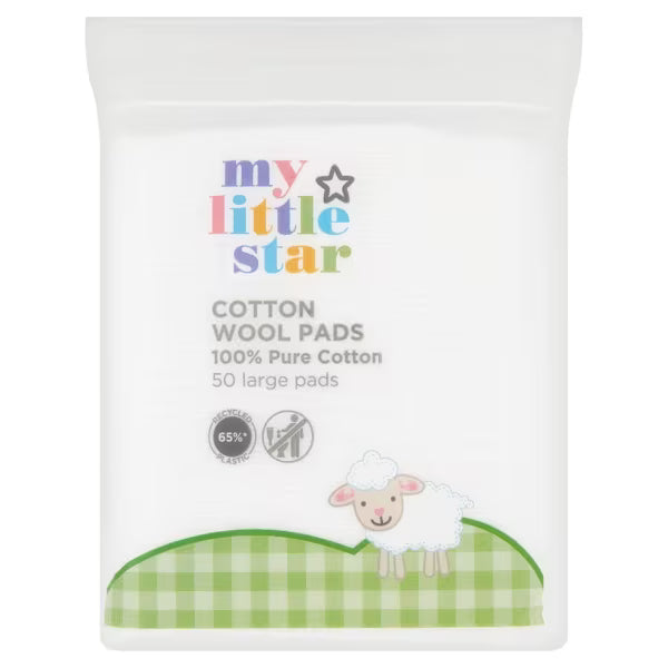 My Little Star Cotton Wool Pads Large 50, imported from the UK