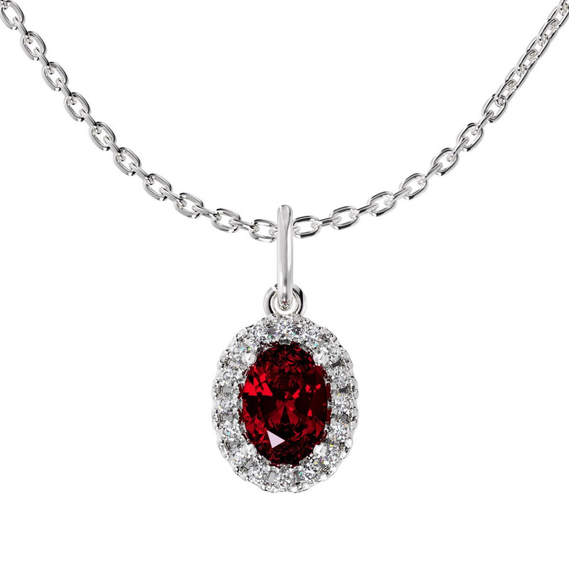 Costco oval cut ruby diamond halo pendant 14ct white gold (British brand)