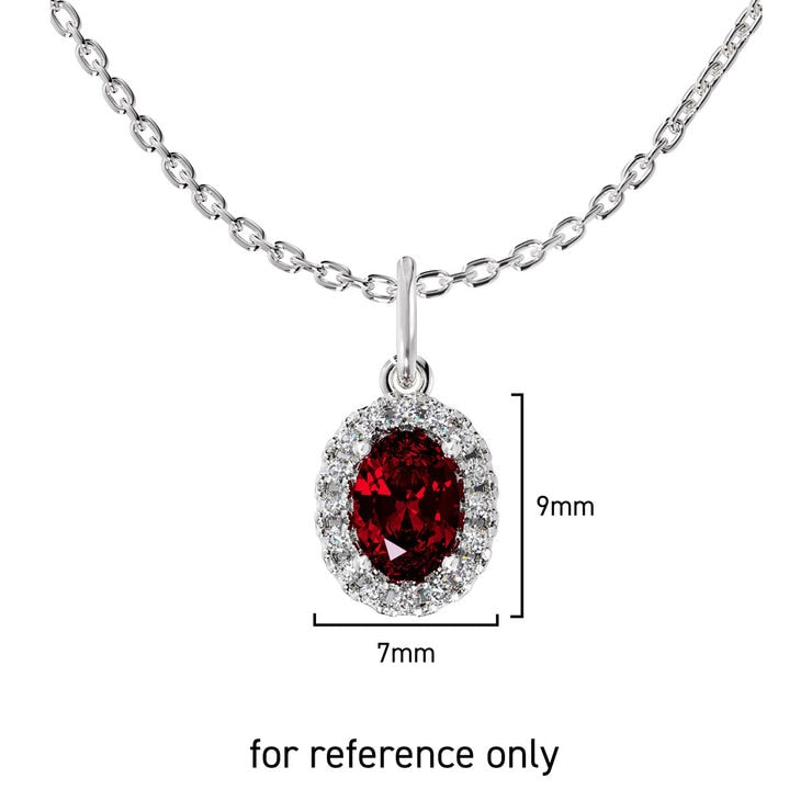 Costco oval cut ruby diamond halo pendant 14ct white gold (British brand)
