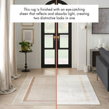 Nourison Glitz Cream Border Runner rug 69 x 229 cm, UK version