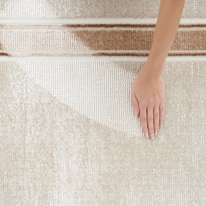 Nourison Glitz Cream Border Runner rug 69 x 229 cm, UK version