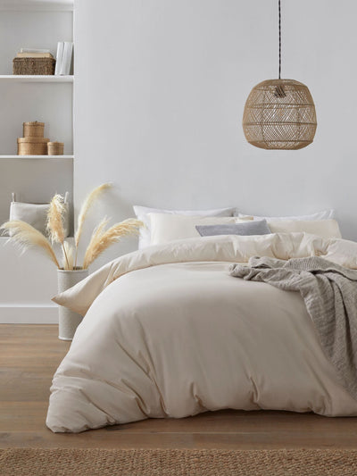 Next Stone Cotton Rich Plain Duvet Cover and Pillowcase Bedding Set- Buy online at McGrocer
