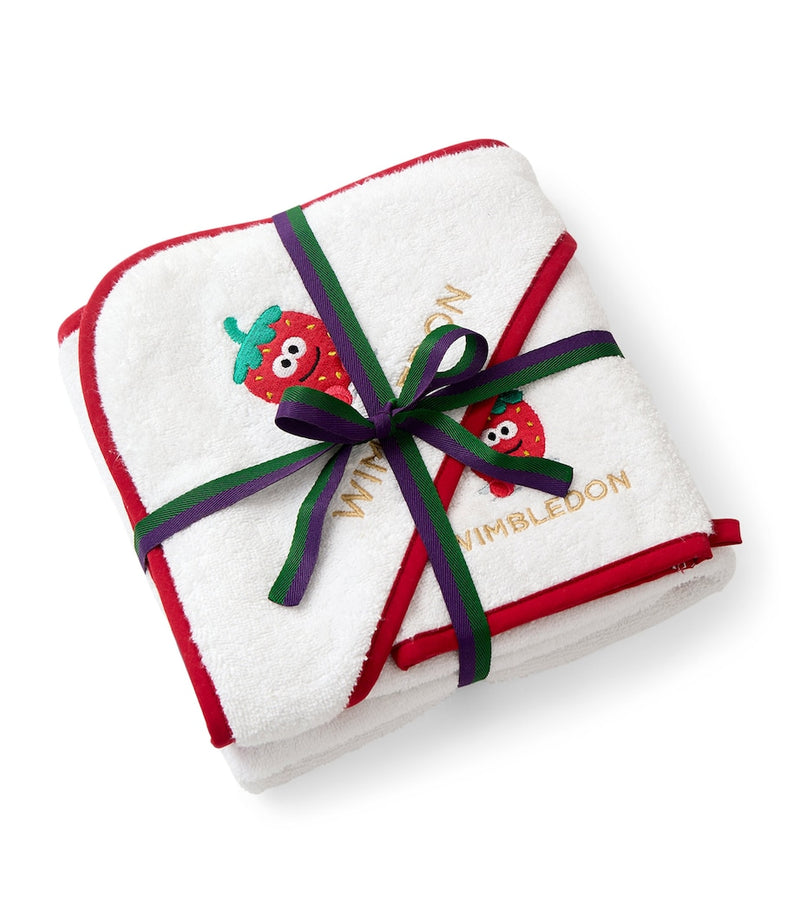 Christy Wimbledon Mini Strawberry Bundle towel and mitt, imported from the UK