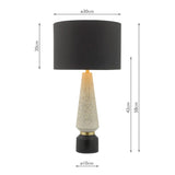 Onora table lamp terrazzo base black faux silk shade, imported from the UK
