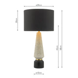 Onora table lamp terrazzo base black faux silk shade, imported from the UK