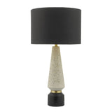 Onora table lamp terrazzo base black faux silk shade, imported from the UK