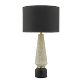 Onora table lamp terrazzo base black faux silk shade, imported from the UK