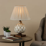Layer artichoke cream table lamp with pleated shade, UK version
