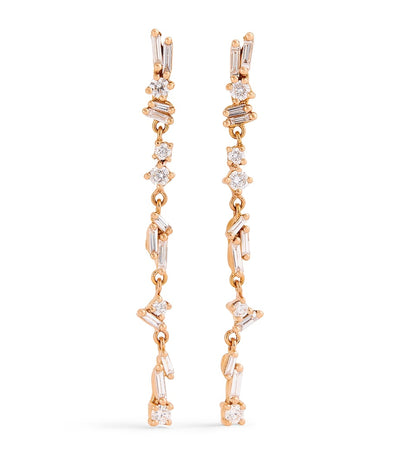Harrods Suzanne Kalan Rose Gold and Diamond Classic Sparkler Drop Earrings- Buy online at McGrocer