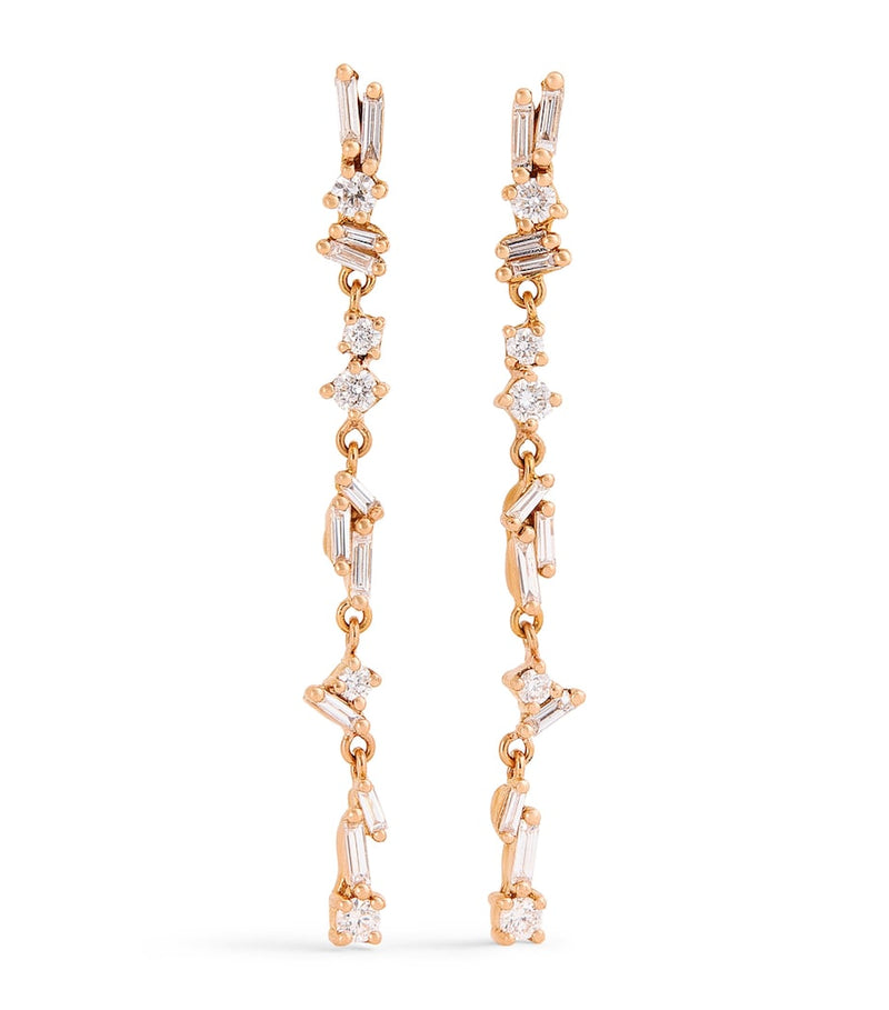Suzanne Kalan rose gold diamond drop earrings (British brand)