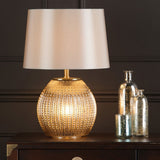 Sonia brass and silver dual table lamp with taupe shade, UK version