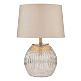 Sonia brass and silver dual table lamp with taupe shade, UK version