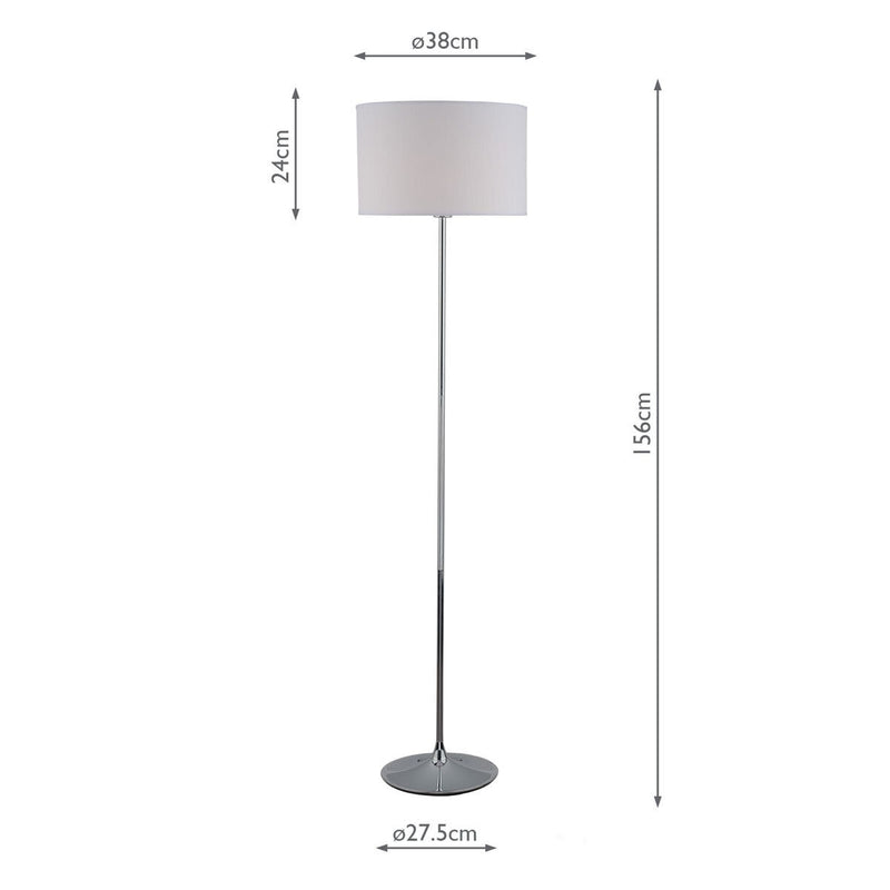 Polished chrome floor lamp with ivory shade - British product