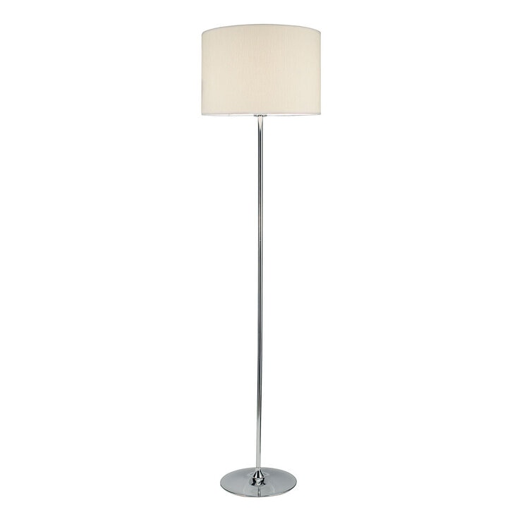 Polished chrome floor lamp with ivory shade - British product