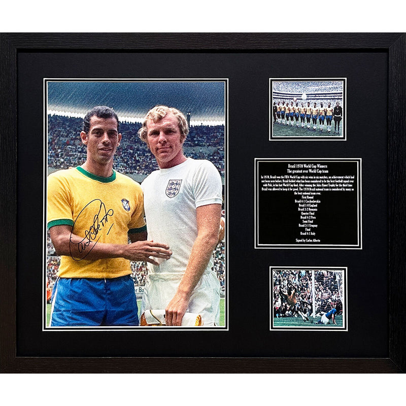 Allstarsignings Carlos Alberto signed framed photo with Bobby Moore, imported from the UK