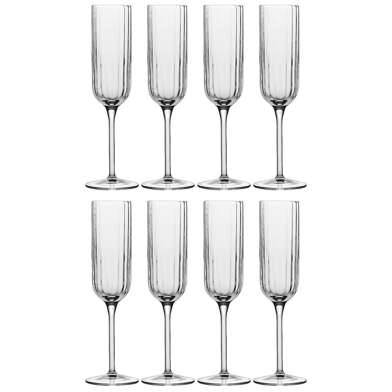 Luigi Bormioli Bach flute glasses 210ml 8 pack (British brand)