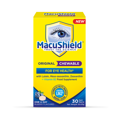 Holland & Barrett MacuShield Original Formula Bilberry Flavour 30 Chewables- Buy online at McGrocer