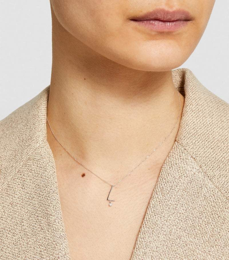 Persée alphabet necklace with floating diamond (British brand)