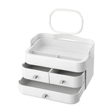 Livingandhome Makeup Organizer with Mirror 3 Drawers White, imported from the UK
