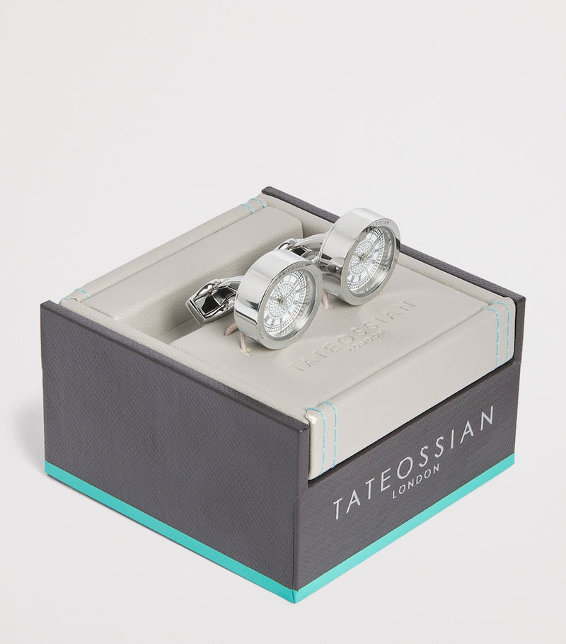 Tateossian Big Ben watch cufflinks with functioning watch, UK version