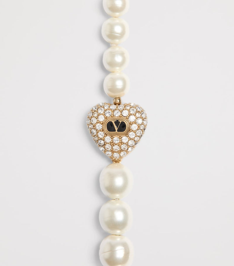 Valentino Garavani Coeur Royal beaded necklace with crystals - British product