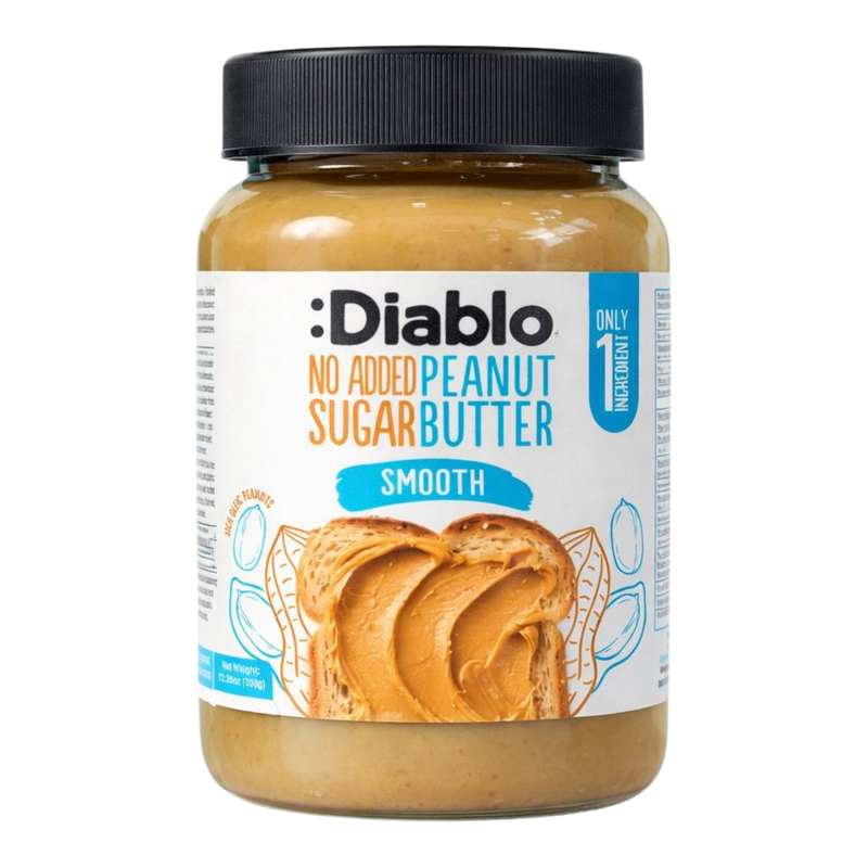 Diablo smooth peanut butter no added sugar 350g (British brand)