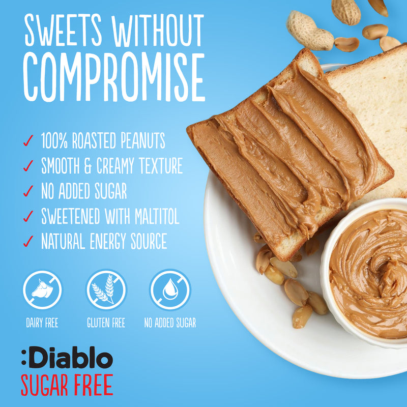 Diablo smooth peanut butter no added sugar 350g (British brand)