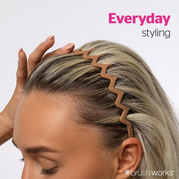 Brushworks neutral zig zag headbands 3 pack, imported from the UK
