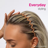Brushworks neutral zig zag headbands 3 pack, imported from the UK