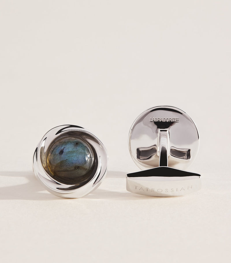 Tateossian rhodium-plated sterling silver Mobius cufflinks - British product