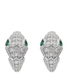 Bvlgari Serpenti earrings in white gold with emerald and diamond scales (British brand)